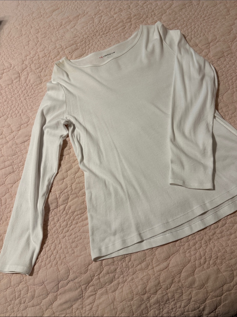 Liz Claiborne Women's Long-Sleeve Crew Neck Top - White